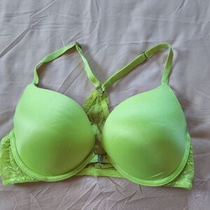 Lime Green Lace Trim Bra PINK